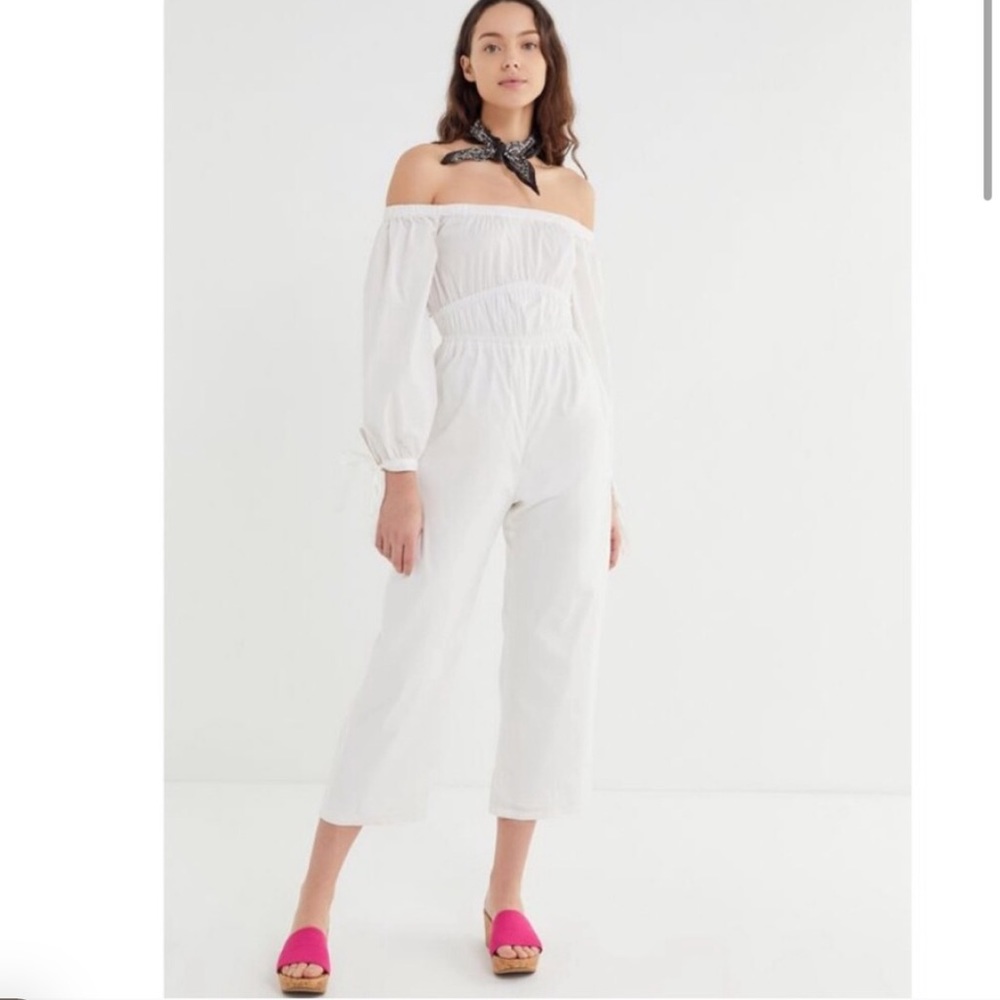 Urban Outfitters Poplin Off the Shoulder jumpsuit